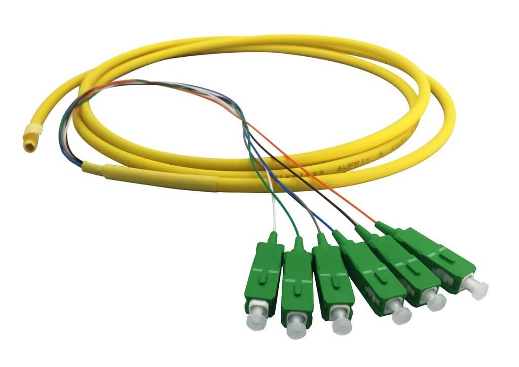 Original Image: Wireless Supply – TrueLink – 6 Pack Fiber Optic Pigtail; SC/APC, 900um, OS2, 2M, Yellow Jacket