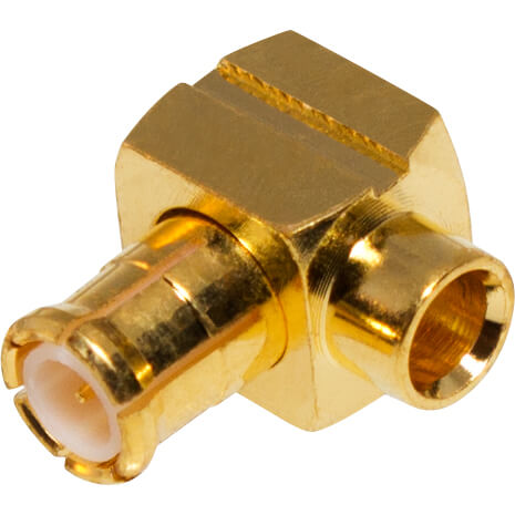 Original Image: RF Industries – RMX-8010-1SR1 Coax Connector; MCX Male Right Angle; Solder; Gold Body Plating; For .085 Semi Rigid, RG-405, Belden 1671A